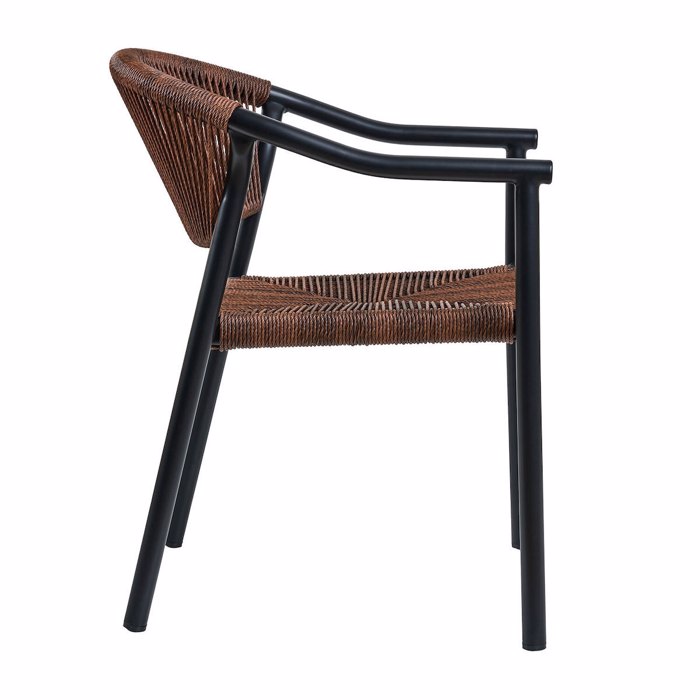 Varossi Aloha Καφέ με Μαύρο Σκελετό 900-323 Πολυθρόνα Εξωτερικού Χώρου 55.5x60.5x77.5cm Varossi Aloha Kafe me Mavro Skeleto 900-323 Poluthrona Exoterikou Xorou 55.5x60.5x77.5cm